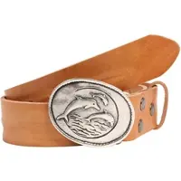 Rettungsring Gürtel Ledergürtel RETTUNGSRING GÜRTEL, Damen, Gr. 115, braun (cognac), Leder, unifarben, Gürtel Ledergürtel, mit austauschbarer Schließe »Delfinfamilie Oval Silber«