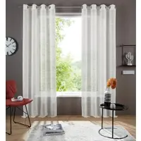 Bruno Banani Gardine "Linus" Gr. 3, weiß, B:130cm H:225cm, Polyester, Gardinen, Gardine, 1 Schal, eingewebte Querstreifen
