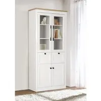 Otto Home Standvitrine "Rigny", weiß (weiß, neutral), B:79cm H:180cm T:39cm, Holzwerkstoff, Schränke, Standvitrine