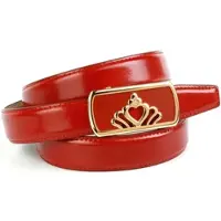 Anthoni Crown Ledergürtel , Damen, Gr. 85, rot, Leder, unifarben, Gürtel Ledergürtel, in rot mit Kristall-Glas-Schnalle