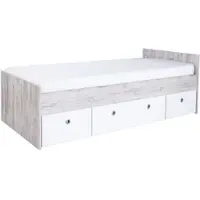 Otto Home Stauraumbett "Jugendbett »Riekke« 120 x 200 cm", weiß (eiche, sand, nachbildung, weiß), B:127cm H:70cm L:204cm, Betten, Stauraumbett, Jugendbett 120 x 200 cm inkl. Rollkästen