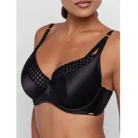 Dorina Halbschalen-BH "Julianna", Damen, Gr. 90, Cup H, schwarz, Mesh, Obermaterial: 60% Polyester, 32% Polyamid, 8% Elasthan, BHs Halbschalen-BH, flocked Mesh & Satin, gepolsterte Cups