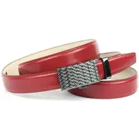 Anthoni Crown Ledergürtel , Damen, Gr. 95, rot (dunkelrot), Leder, unifarben, Basic, Gürtel Ledergürtel, mit silberfarbener Automatik-Schließe in filigranem Flechtdesign