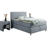 Home affaire Boxspringbett "Bernard, in verschiedenen Breiten", blau (mittelblau), B:148cm L:208cm, Komplettbetten, Boxspringbett, inkl. Topper, Matratze in H2, H3 oder H4 erhältlich