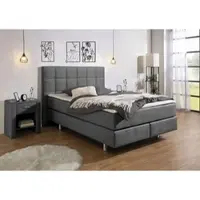 Home affaire Boxspringbett "Loomis", grau (anthrazit), B:158cm L:210cm, Komplettbetten, Boxspringbett, inkl. Topper, wahlweise in H2, H3 oder H4 erhältlich
