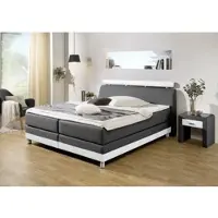 Home affaire Boxspringbett "Rocklin", schwarz (schwarz, weiß), B:212cm L:217cm, Komplettbetten, Boxspringbett, in H2, H3 oder H4 erhältlich