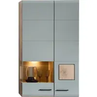 Innostyle Hängevitrine "FUN PLUS II", grün (schilfgrün), B:80cm H:136cm T:37cm, FSC-zertifizierter Holzwerkstoff, Schränke, Hängevitrine, 1 Glastür, 1 Holztür, 10 Fächer, Softclose, ABS Kantenschutz