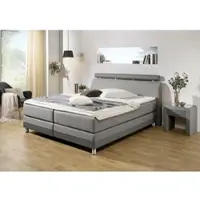 Home affaire Boxspringbett "Rocklin", grau (grau, anthraz), B:212cm L:217cm, Komplettbetten, Boxspringbett, in H2, H3 oder H4 erhältlich
