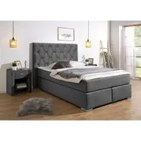 Home affaire Boxspringbett "Chalon, in verschiedenen Breiten", grau (anthrazit), B:163cm L:210cm, Komplettbetten, Boxspringbett, inkl. Topper, wahlweise in H2, H3 oder H4 erhältlich