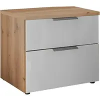 Wiemann Nachtkonsole "Como", weiß (bianco, eiche, dekor, glas weiß, schiefer), B:60cm H:46,4cm T:43cm, Floatglas, Holzwerkstoff, Metall, Sideboards, Nachtkonsole, vormontiert