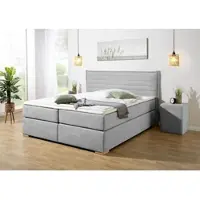 Home affaire Boxspringbett "Östermoor", grau, B:198cm L:205cm, Komplettbetten, Boxspringbett, in H2, H3 oder H4 erhältlich