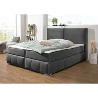 Home affaire Boxspringbett "Wehma", grau (schiefer), B:170cm L:213cm, Struktur fein (100% Polyester), Komplettbetten, Boxspringbett, inkl. Topper in 3 verschiedenen Matratzen, auch in Samtstoff