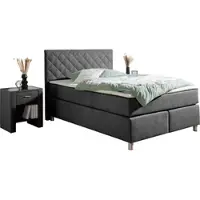 Home affaire Boxspringbett "Bernard, in verschiedenen Breiten", grau (anthrazit), B:148cm L:208cm, Komplettbetten, Boxspringbett, inkl. Topper, Matratze in H2, H3 oder H4 erhältlich