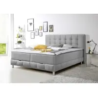 Home affaire Boxbett "Vaasa", silber, B:214cm L:230cm, Komplettbetten, Boxbett, inkl. Bettkasten & Topper, XXL-Ausführung, Überlänge 220 cm