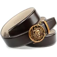 Anthoni Crown Ledergürtel , Herren, Gr. 110, braun (dunkelbraun), Leder, unifarben, Gürtel Ledergürtel, in dunkelbraun mit Kontrast Stitching in weiß