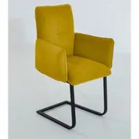 K+W Komfort & Wohnen Freischwinger "6502", gelb (safran, schwarz), B:61cm H:90cm T:62cm, Stühle, Freischwinger, Freischwinger mit Armlehnen, Flachstahlkufe in schwarz