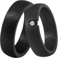 DOOSTI Trauring "Schmuck Geschenk CARBON Trauring Ehering Partnerring LIEBE" Gr. 62, schwarz, Fingerringe, 62, ohne Zirkonia, Carbon, 6mm, Trauring, wahlweise mit oder ohne Zirkonia