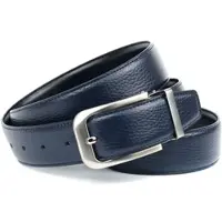 Anthoni Crown Ledergürtel , Herren, Gr. 95, blau (dunkelblau), Leder, unifarben, Gürtel Ledergürtel, Wendegürtel in dunkelblau und Schließe silberfarben gebürstet