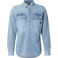 G-Star für Herren. D29312-D252-H090 Marine Denim Slim Slim Hemd blau (M), Lässig, Baumwolle, Langarm