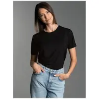 Trigema T-Shirt "Essential Tee", Damen, Gr. S, schwarz, Single Jersey, 48% Baumwolle, 48% Micromodal, 4% Elasthan, Basic, Rundhals, Shirts T-Shirt