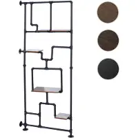 Mendler Raumteiler mit Regal HWC-P10, Wohnregal Ablageregal, Industrial Metall Melamin MVG 203x80x20cm ~ dunkelbraun