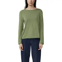 s.Oliver Strickpullover , Damen, Gr. 38, grün (khaki), Strick, Obermaterial: 100% Baumwolle, unifarben, normal hüftbedeckend, U-Boot-Ausschnitt, Pullover Strickpullover, mit U-Boot-Ausschnitt