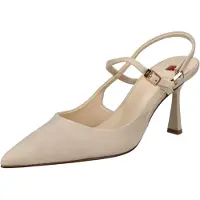 Högl Spitze Slingpumps aus Veloursleder mit goldfarbenen Schnallen und schlankem Absatz