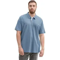 Tom Tailor Poloshirt PLUS, Herren, Gr. 4XL, blau (china blau), Piqué, Obermaterial: 100% Baumwolle, bestickt, unifarben, bequem hüftbedeckend, Rundhals, Shirts Poloshirt, mit Logo-Stickerei