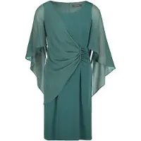 Vera Mont Cocktailkleid "Cocktailkleid mit Raffung", Damen, Gr. 46, EURO, grün (schwarz emerald), Obermaterial: 95% Polyester PES. 5% Elasthan EL., Kleider Cocktailkleid