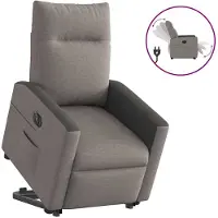 vidaXL Relaxsessel mit Aufstehhilfe Elektrisch Taupe Stoff