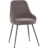 STONES Nandy-Sessel, bezogen mit Mikrofaser in Nerzfarbe, mit konischen Beinen aus schwarz lackiertem Metall – modernes Design für Wohn- und Essbereiche