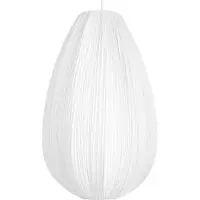 Beliani Hängelampe Weiß Baumwolle Tropfenform Oval 1-Flammig Modernes Design Beleuchtung Pendelleuchte für Esszimmer Wohnzimmer Schlafzimmer