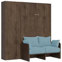 Itamoby Kentaro 140 cm französisches Klappbett mit Sofa und Walnusssäule, hellblau
