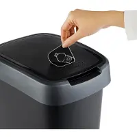 Rotho Twist Mülleimer Küche 3er-Set 10 L 25 L 50 L Deckel Schwarz/Silber