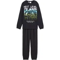 Bonprix Pyjama , Jungen, Gr. 164/170, schwarz (schwarz bedruckt), Obermaterial: 100% Baumwolle, Homewear-Sets Pyjama, für Kinder, Set-Ausführung, aus Baumwolle