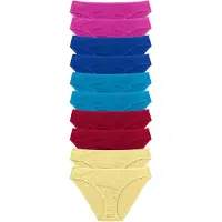 Bonprix Slip "Slip (10er Pack)", Damen, Gr. 44/46 (L), 10 Stk., rosa (bunt, fuchsia), Obermaterial: 100% Baumwolle, Unterhosen Slip, bequeme Passform, aus Baumwolle, verschiedene Farben, im 10er Pack