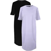 Bonprix "Oversize-T-Shirtkleid aus reiner Baumwolle (2er Pack)" Packung, 2 Stk. tlg. für Alltag, mit Rundhalsausschnitt, Kurzarm, Oversize Passform