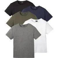 Bonprix "T-Shirt (5er Pack)" Packung, 5er, 5 Stk. Regular Fit, Kurzarm, für warme Tage, aus Baumwolle und Viskose