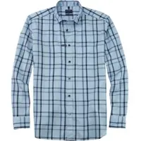 Olymp Langarmhemd "Hemd Casual", Herren, Gr. M, N-Gr, blau (bleu), Web, Obermaterial: 58% Baumwolle, 42% Lyocell, regular fit, Manschette, Hemden Langarmhemd