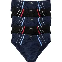 Bonprix Maxislip , Herren, Gr. 5, 5 Stk., blau (dunkelblau, schwarz), Obermaterial: 100% Baumwolle, Unterhosen Maxislip, klassisch geschnittene Passform, sportive Optik, aus Baumwolle