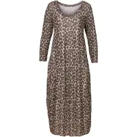 Bonprix Shirtkleid , Damen, Gr. 36/38 (S), N-Gr, braun (leopard braun), Obermaterial: 75% Polyester, 25% Baumwolle, regular fit, Kleider Shirtkleid, mit Allover-Leoprint, in Maxi-Länge