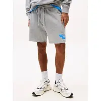 Tommy Hilfiger Sweatshorts TOMMY JEANS "TJM RLX STACK LOGO SWEATSHRT EXT", Herren, Gr. 3XL, N-Gr, grau (grau htr), Web, Obermaterial: 100% Baumwolle, unifarben, normal kurz, Hosen Sweatshorts, Mit Kordelzug