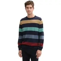 Tom Tailor Strickpullover , Herren, Gr. 3XL, bunt (navy multicolor stripe), Strick, Obermaterial: 100% Baumwolle, gestreift, normal hüftbedeckend, Pullover Strickpullover, mit Blockstreifen