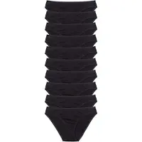 Bonprix Slip "Slip (10er Pack)", Damen, Gr. 44/46 (L), 10 Stk., schwarz, Obermaterial: 100% Baumwolle, Unterhosen Slip, bequeme Passform, aus Baumwolle, verschiedene Farben, im 10er Pack