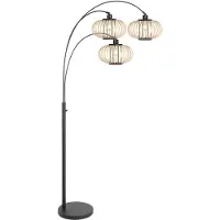 Steinhauer Stehlampe Nox Light 3-flammig, schwarz, Bambusstreben, E27
