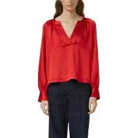 s.Oliver Satinbluse , Damen, Gr. 36, salsa rot, Web, Obermaterial: 100% Polyester, unifarben, lässig geschnitten hüftbedeckend, V-Ausschnitt, Blusen Satinbluse