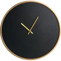 Beliani Wanduhr Schwarz u. Gold MDF Rund ø 40 cm mit Zifferblatt Zeigern Batteriebetrieben ohne Zahlen Indizes Sekundenzähler Modern Loft Design Uhr