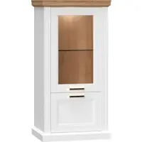 Otto Home Vitrine "Tara", weiß (weiß matt, pacific walnut), B:66cm H:132cm T:48cm, Holzwerkstoff, MDF, Sicherheitsglas, Schränke, Vitrine, lackiert mit wasserbasiertem UV-Lack, Soft-Close-Funktion