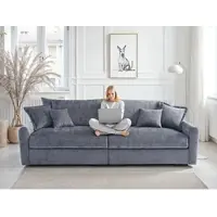 Home affaire Big-Sofa "Finca XXL, B: 247 cm", dunkelgrau, B:247cm T:123cm, 100% Polyester, Sofas, Big-Sofa, 4 Zierkissen, Mega-Sofa, in Cord oder Chenille-Struktur, Federkern