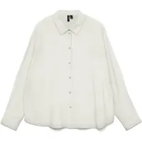 Vero Moda Hemdbluse "VMKAJA LS SHIRT WVN", Damen, Gr. XS, weiß (snow weiß), Obermaterial: 83% Viskose, 17% Nylon, unifarben, regular fit, Blusen Hemdbluse, mit Streifen